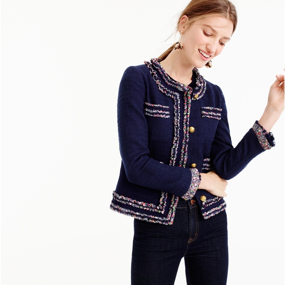 J Crew Liberty of London Tweed lady French details jacket New w tags